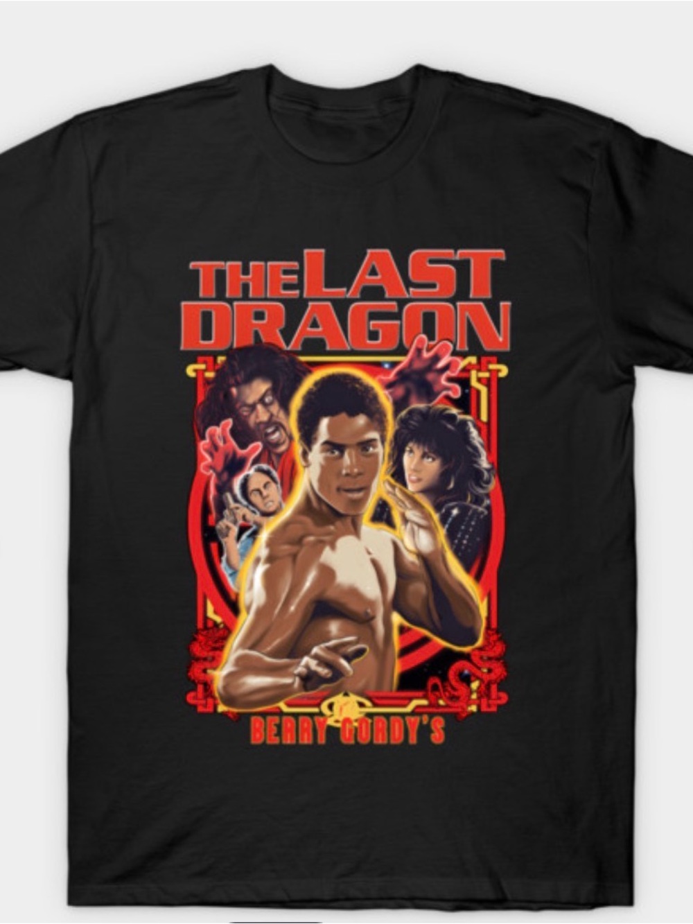 Gildan Black 'The Last Dragon' Graphic Tee with Red & Yellow Artwork